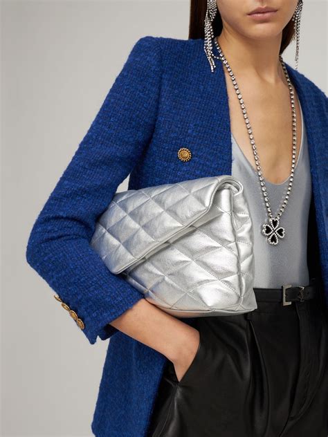 Saint Laurent sade metallic leather puffer clutch 